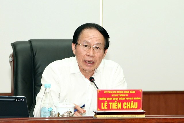 Ông Lê Tiến Châu - Bí thư Thành ủy Hải Phòng, yêu cầu Đảng ủy UBND Thành phố chỉ đạo các sở, ngành, đơn vị liên quan triển khai thực hiện các dự án đúng quy định (Ảnh: VC).