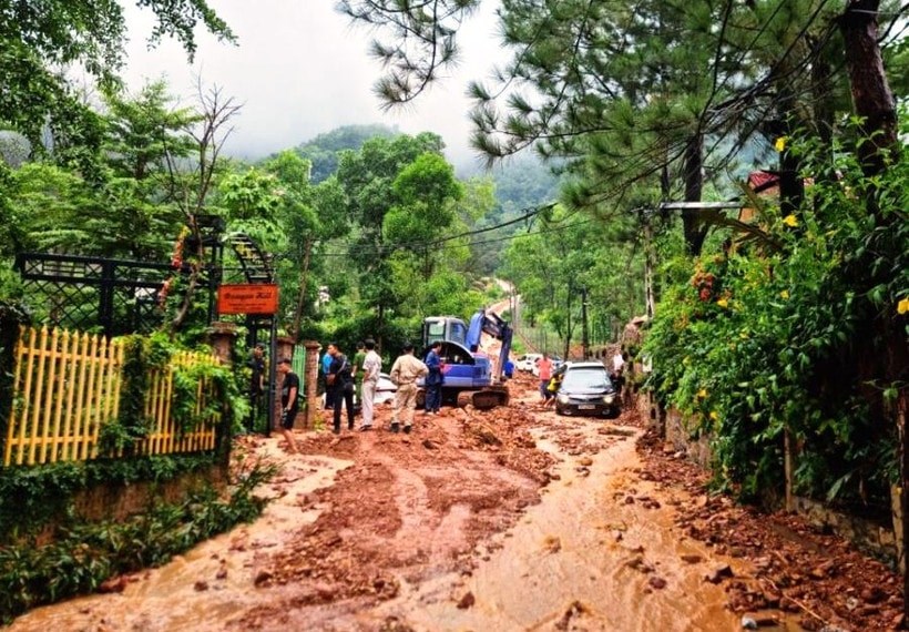 Khu vực sạt lở đất tại xã Minh Phú mùa mưa bão năm 2023. Ảnh minh họa