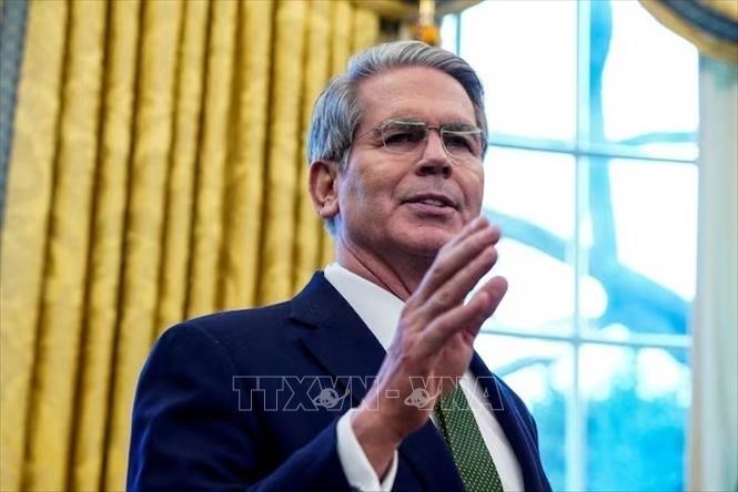 Bộ trưởng Tài chính Mỹ Scott Bessent phát biểu tại Nhà Trắng. Ảnh: REUTERS/TTXVN