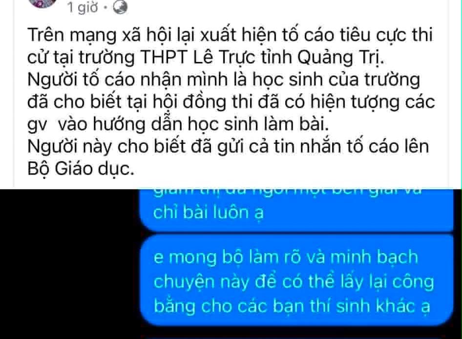 Quảng Trị mở rộng xác minh phản ánh tiêu cực tại điểm thi THPT Lê Trực - ảnh 1
