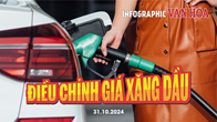 (Infographic) Điều chỉnh giá xăng dầu ngày 31.10.2024: Xăng giảm tuần thứ 3 liên tiếp
