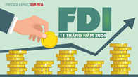 (Infographic) FDI 11 tháng đạt gần 31,4 tỉ USD