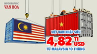 (Infographic) Việt Nam nhập siêu 4,82 tỉ USD từ Malaysia trong 10 tháng