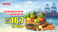 Kim ngạch xuất khẩu nông lâm thủy sản Việt Nam 3 tháng đầu năm 2026 đạt gần 16,7 tỉ USD