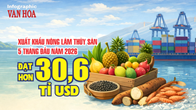 Xuất khẩu nông lâm thủy sản 5 tháng đầu năm 2026 đạt hơn 30,6 tỉ USD