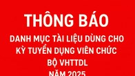  Danh mục tài liệu dùng cho kỳ tuyển dụng viên chức Bộ VHTTDL năm 2025