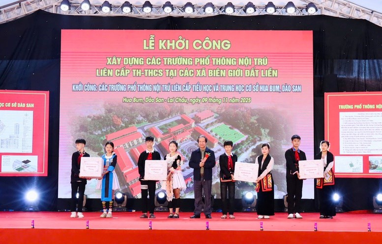 Khởi công đồng loạt các trường phổ thông nội trú liên cấp tại các xã biên giới đất liền - ảnh 12
