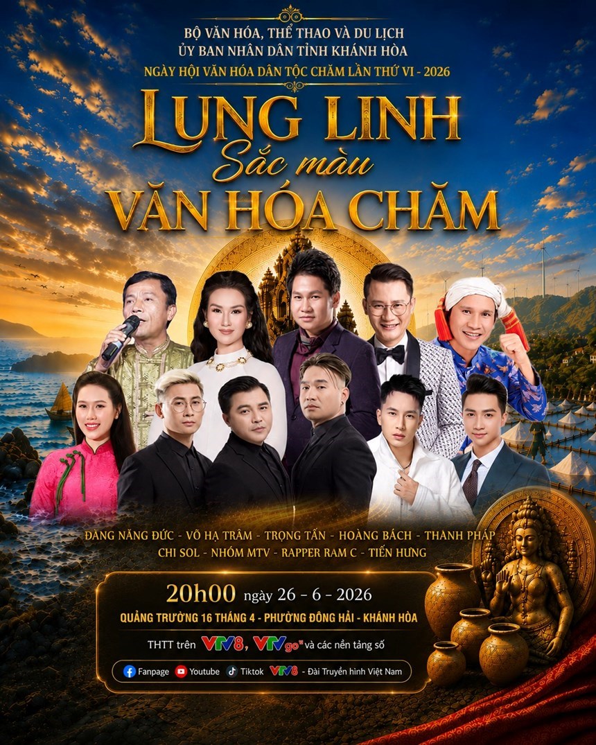 Các nghệ sĩ nổi tiếng tham gia biểu diễn tại Ngày hội Văn hóa dân tộc Chăm 2026 ở Khánh Hòa