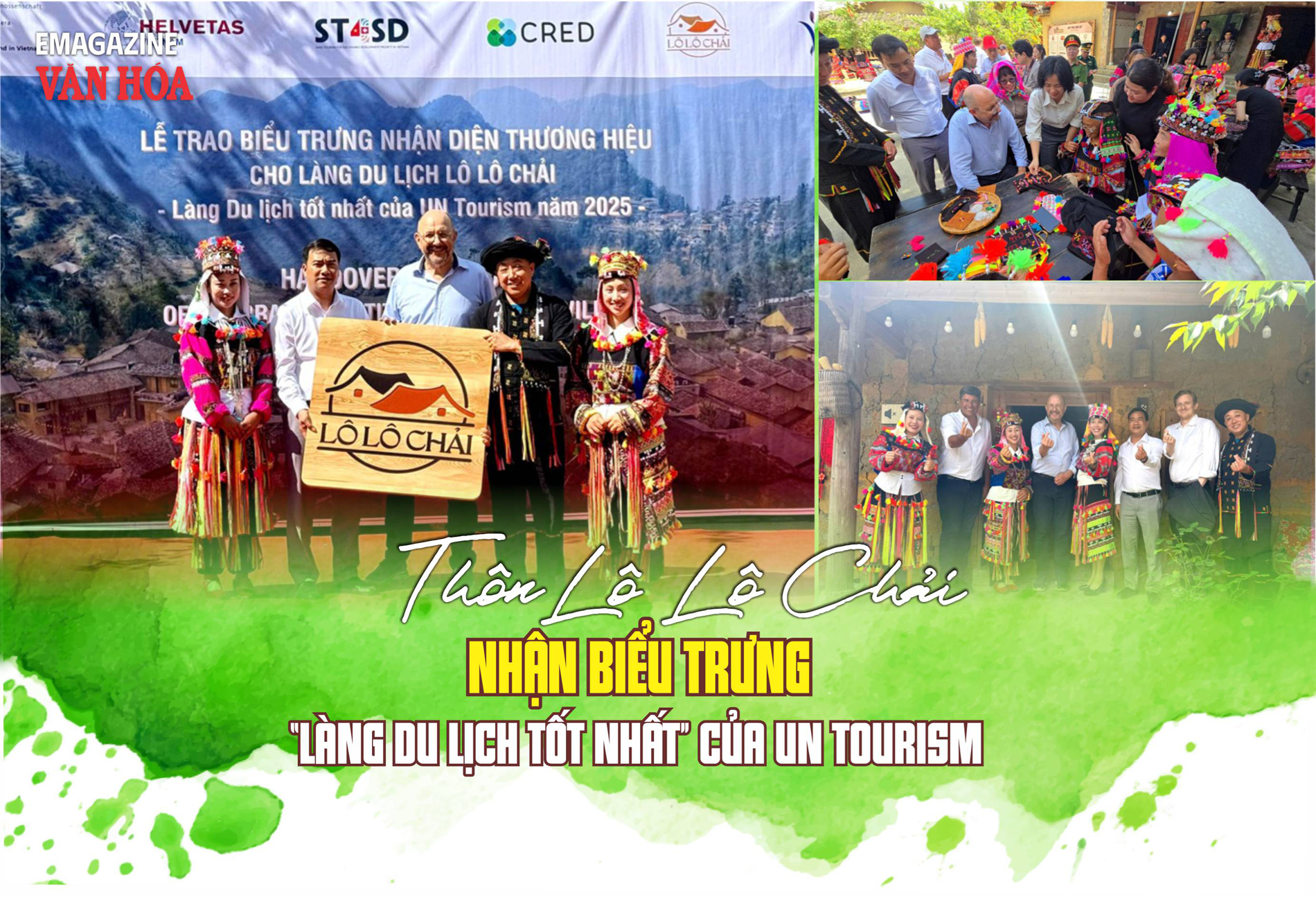 Người dân Lô Lô Chải đón khách tham quan, giới thiệu sản phẩm du lịch và nhận biểu trưng của UN Tourism