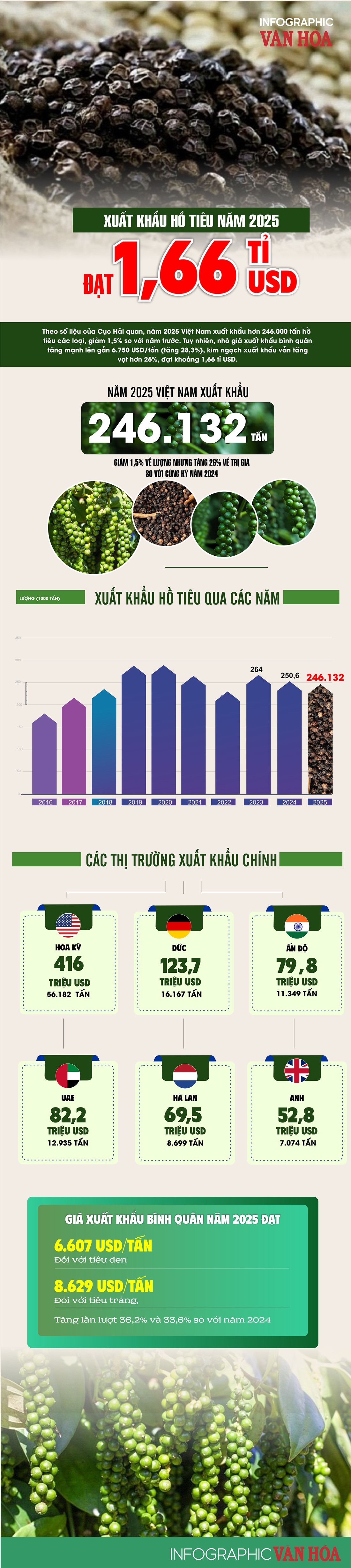 (Infographic) Xuất khẩu hồ tiêu năm 2025 đạt 1,66 tỉ USD nhờ giá tăng mạnh - ảnh 1