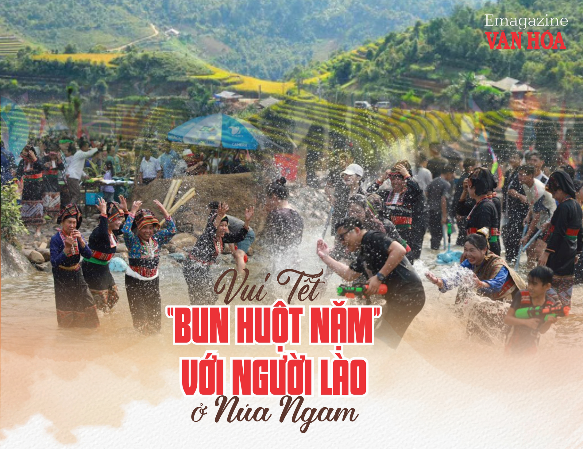 Du khách trải nghiệm và hòa mình vào lễ hội Tết té nước Bun Huột Nặm tại Núa Ngam, Điện Biên