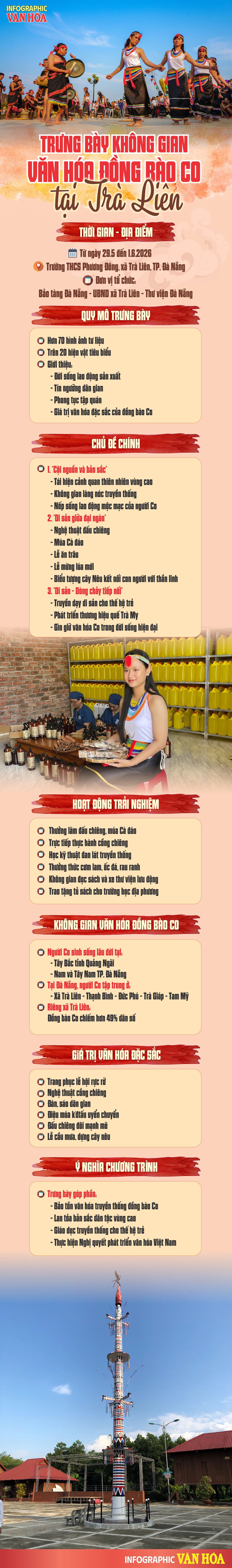 Trưng bày không gian văn hóa đồng bào Co tại xã Trà Liên, TP Đà Nẵng với nhiều hoạt động trải nghiệm văn hóa truyền thống