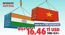 (Infographic) Thương mại Việt Nam – Ấn Độ lập kỷ lục 16,46 tỉ USD, Việt Nam xuất siêu hơn 4,2 tỉ USD