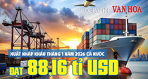(Infographic) Xuất nhập khẩu tháng 1.2026 đạt 88,16 tỉ USD, tăng 39% so với cùng kỳ năm trước