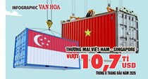 10,7 tỉ USD thương mại Việt Nam - Singapore, nhập siêu 1,55 tỉ USD