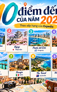 10 điểm đến của năm 2027, theo xếp hạng của Expedia 