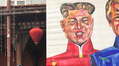 Người dân hào hứng với tranh “khủng” vẽ Tổng thống Trump, Chủ tịch Kim
