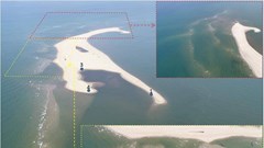 Về cồn cát xuất hiện ở biển Cửa Đại (Quảng Nam): Nhìn từ flycam, cồn cát đang tiếp tục bồi, nổi lên giữa biển