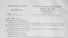 Quảng Bình: “Kỳ lạ” đề thi môn Văn lớp 10 giống hệt đề kiểm tra học kỳ lớp 9