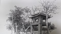 Sinh viên trường ĐH Xây dựng giành giải Nhất thi ký họa Văn Miếu - Quốc Tử Giám