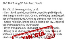 Giả mạo phát ngôn chỉ đạo chống dịch của Phó thủ tướng Vũ Đức Đam
