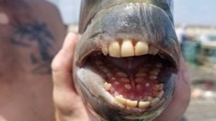 Kỳ lạ con cá có miệng đầy răng giống người ở bờ biển Bắc Carolina