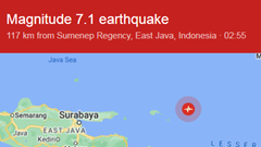 Động đất mạnh làm rung chuyển Biển Bali của Indonesia