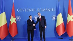 Thủ tướng Ion-Marcel Ciolacu chủ trì lễ đón Thủ tướng Phạm Minh Chính thăm chính thức Romania