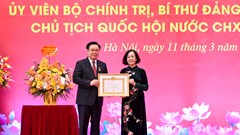 Trao Huy hiệu 40 năm tuổi Đảng tặng Chủ tịch Quốc hội Vương Đình Huệ