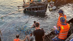 Tàu cá bị chìm trên biển sau khi đâm vào tàu chở hàng