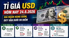 Tỉ giá USD hôm nay 24.8.2026: Giá ngân hàng giảm, DXY vẫn dưới 99 điểm