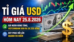 Tỉ giá USD hôm nay 25.8.2026: Giá ngân hàng bật tăng, DXY lên 99 điểm