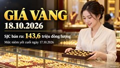 Giá vàng hôm nay 18.10.2026: Cập nhật vàng miếng, vàng nhẫn cuối tuần