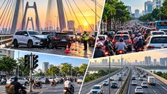 Giao thông Hà Nội sáng 24.10: Cầu Nhật Tân hai xe xảy ra va chạm