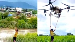 Người dân dùng drone cứu 2 em nhỏ giữa dòng nước xiết được tặng Bằng khen