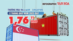 (Infographic) Thương mại Việt Nam - Singapore đạt 1,76 tỉ USD