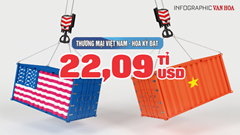 (Infographic) Thương mại Việt Nam  - Hoa Kỳ đạt 22,09 tỉ USD