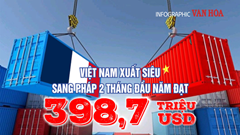 (Infographic) Việt Nam xuất siêu sang Pháp đạt 398,7 triệu USD