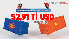 (Infographic) Thương mại Việt Nam - ASEAN bứt phá, đạt 52,91 tỉ USD trong 7 tháng