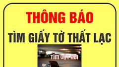 Thông báo thất lạc giấy tờ