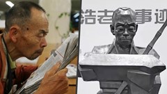 Thư viện “ấm áp nhất” Trung Quốc dựng tượng người nhặt rác truyền cảm hứng