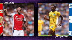 Đội hình dự kiến Arsenal vs Brighton, 18h30 ngày 31.8: Jesus tiếp tục vắng mặt