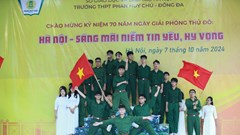 Học sinh trường THPT Phan Huy Chú - Đống Đa đã khắc họa lịch sử bằng các tiết mục văn nghệ đặc sắc chào mừng giải phóng Thủ đô