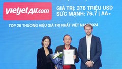 Vietjet trong top 25 thương hiệu giá trị nhất Việt Nam năm 2024
