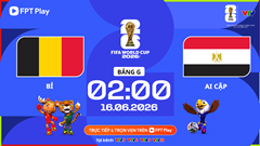 Link xem trực tiếp Bỉ vs Ai Cập, 2h00 ngày 16.6 - bảng G World Cup 2026