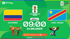 Link xem trực tiếp Colombia vs CHDC Congo, 9h00 ngày 24.6 - bảng K World Cup 2026