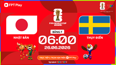 Link xem trực tiếp Nhật Bản vs Thụy Điển, 6h00 ngày 26.6 - bảng F World Cup 2026