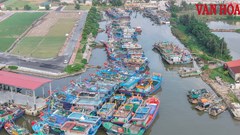 Ninh Bình: Tàu thuyền nối đuôi nhau vào cảng tránh siêu bão Ragasa