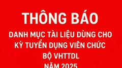  Danh mục tài liệu dùng cho kỳ tuyển dụng viên chức Bộ VHTTDL năm 2025