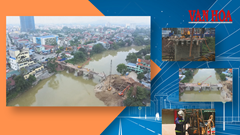 Toàn cảnh đại công trường cầu trăm tỉ vượt sông ở Thái Nguyên